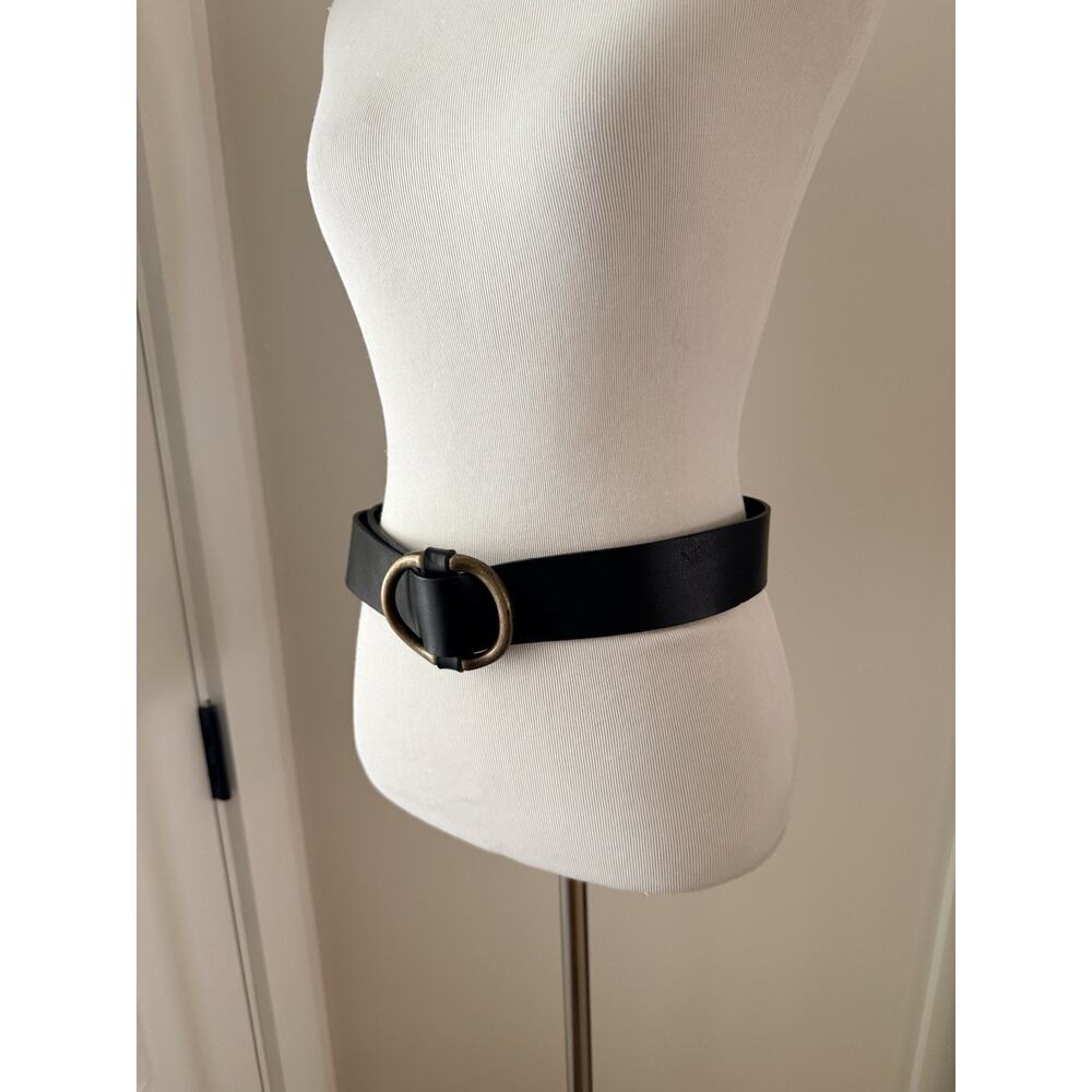 Martina Mori Anthropologie Leather Belt Womens L Black Italy Brass Buckle Wrap - Picture 2 of 11